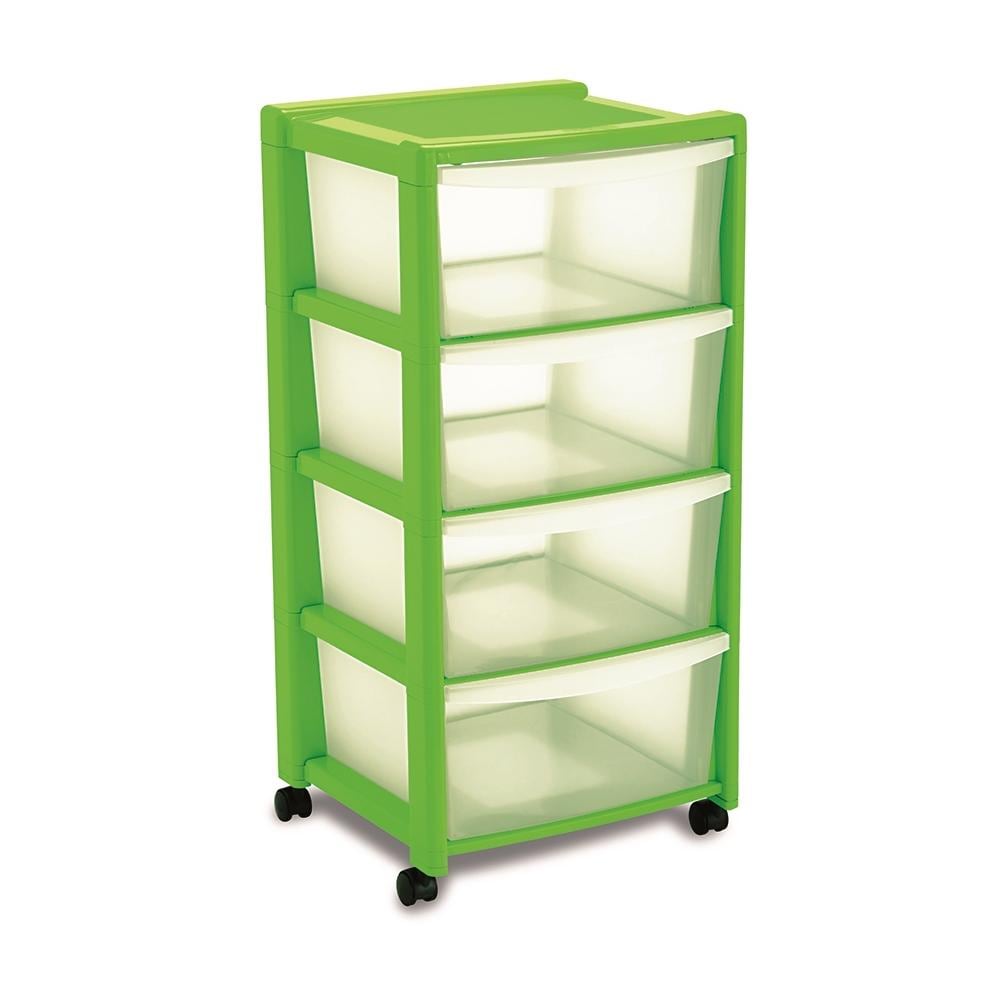 Cassettiera In Plastica A 4 Cassetti - Dim: 40x40xh80cm Verde Mela - Foto 1