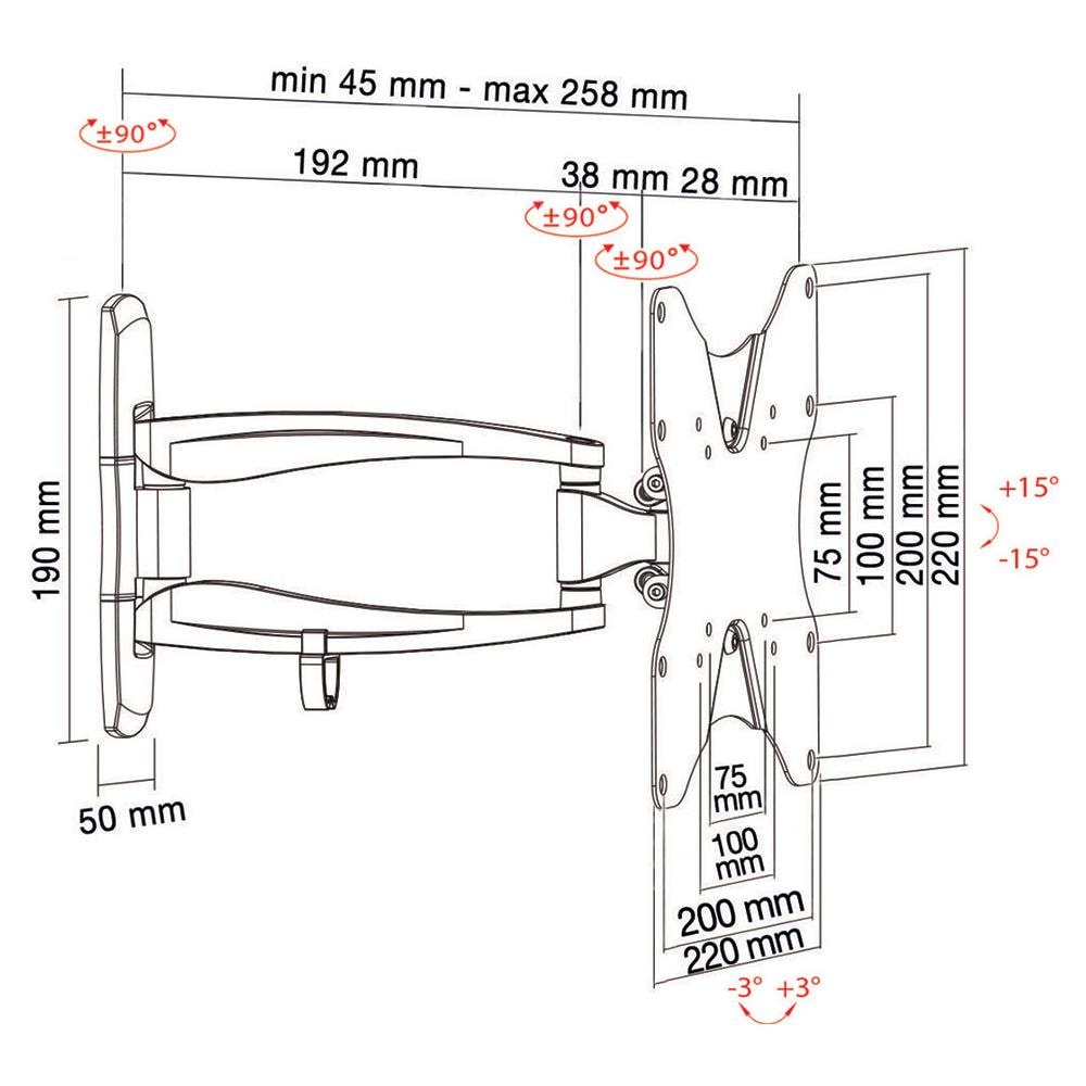 SP 308 BI Supporto da Parete per TV 26" - 42" Portata Max 25 Kg - Bianco - Foto 2