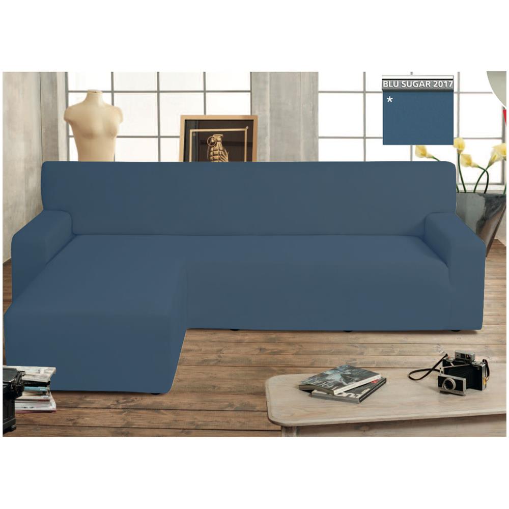 Copridivano Genius Con Penisola Chaise Longue Modello Swing Colore Blu Sugar Sinistra Blu Sugar - Foto 2