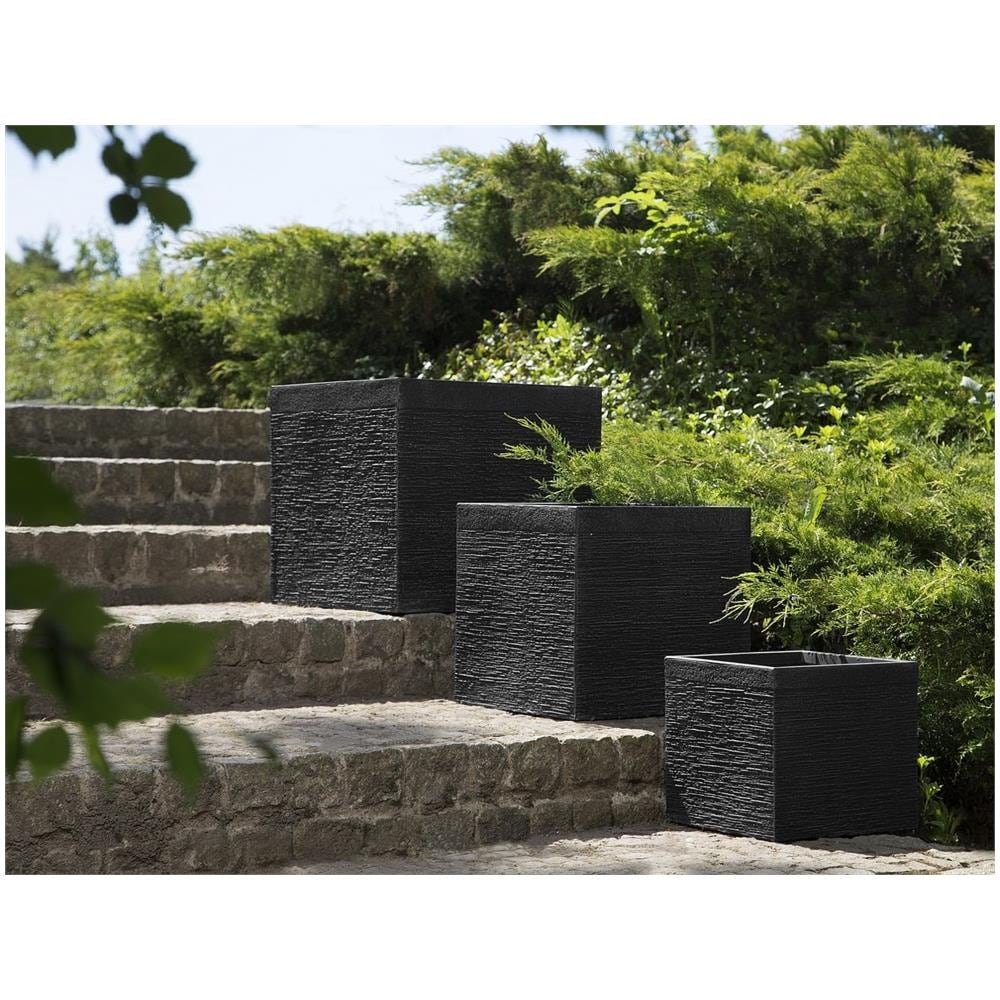 Vaso Da Fiori Quadrato Nero 50 X 50 X 46 Cm Paros - Foto 2
