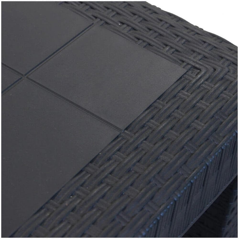 Set Tavolo Da Giardino Quadrato Fisso Cm 80 X 80 Con 4 Sedie In Wicker Stampato Antracite Da Esterno Giardino - Foto 2