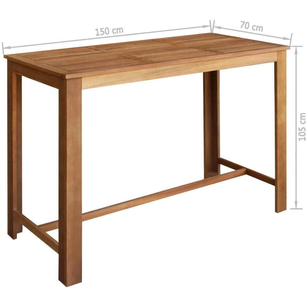 Tavolo Da Bar In Legno Massello Di Acacia 150x70x105 Cm - Foto 4