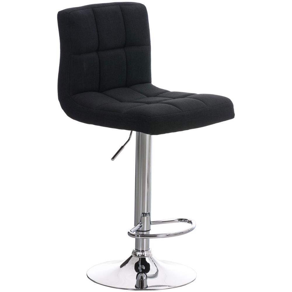 Sgabello Bar PERU con Fodera in Tessuto | Sgabello Alto Girevole a 360° e Regolabile in Altezza 64 - 84 cm | Sgabello con Poggiapiedi | Sgabello Cucina con Schienale Imbottito ed Eleganti Cuciture | Sedia Cucina Moderna nero - Foto 1
