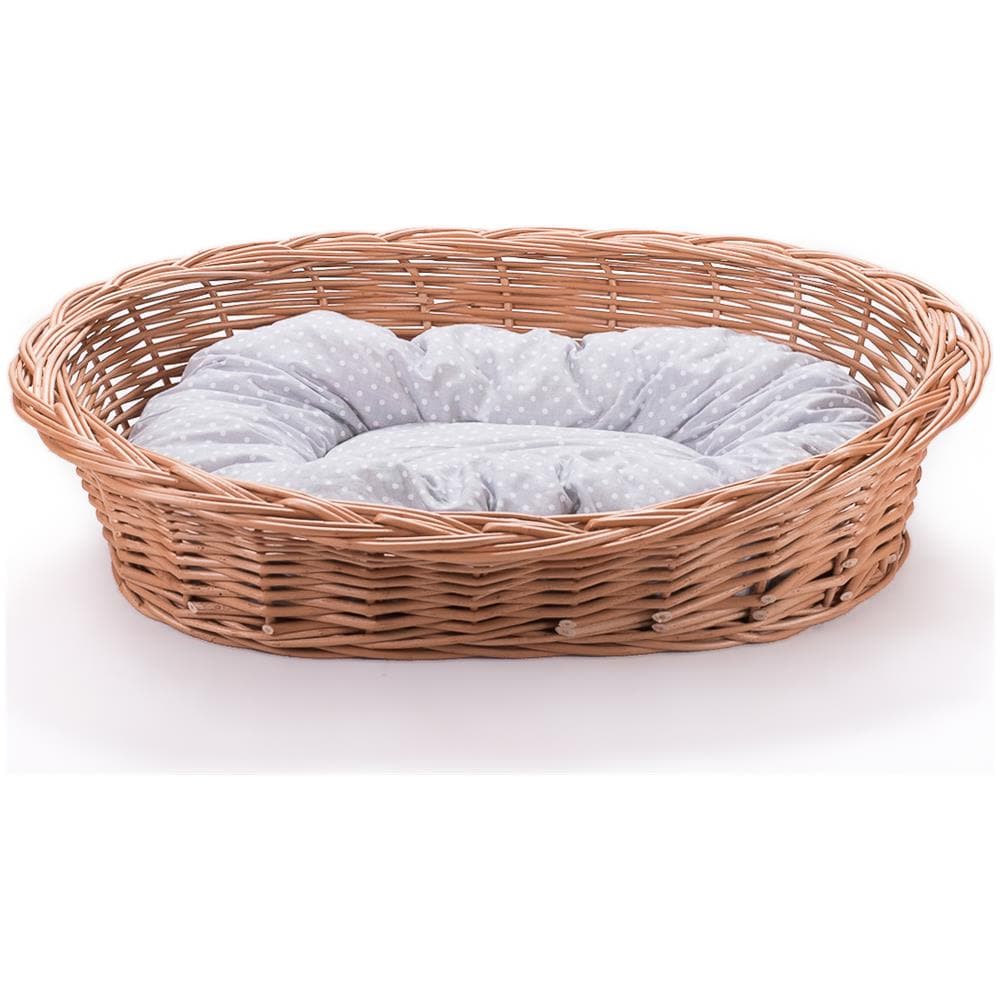 Letto Vimini Gatti Cani Animali Domestici. Cestino Taglia 4. Cuscino Grigio Punteggiato - Foto 2