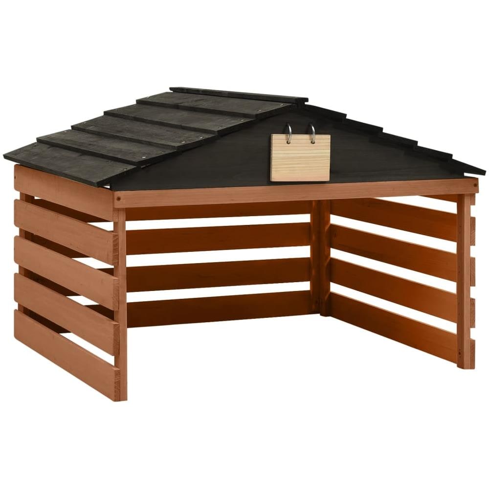 Casetta per Tosaerba Robotizzato Nero Marrone 78x74x54 cm Abete - Foto 1