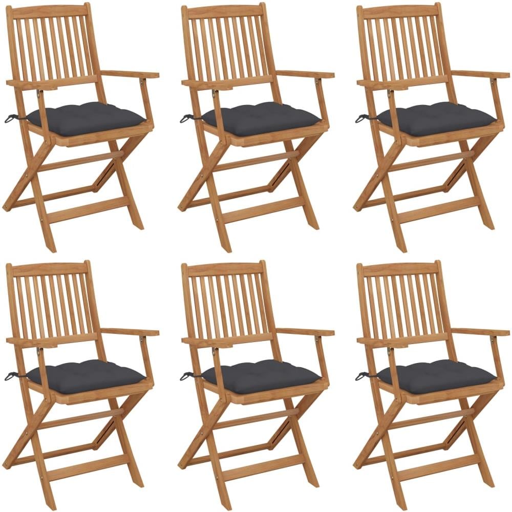 Sedie da Giardino Pieghevoli 6 pz con Cuscini Massello Acacia - Foto 1