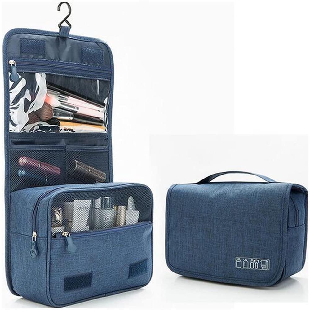 Beauty Case Sospeso Con Gancio In Poliestere Nero Blue - Foto 2