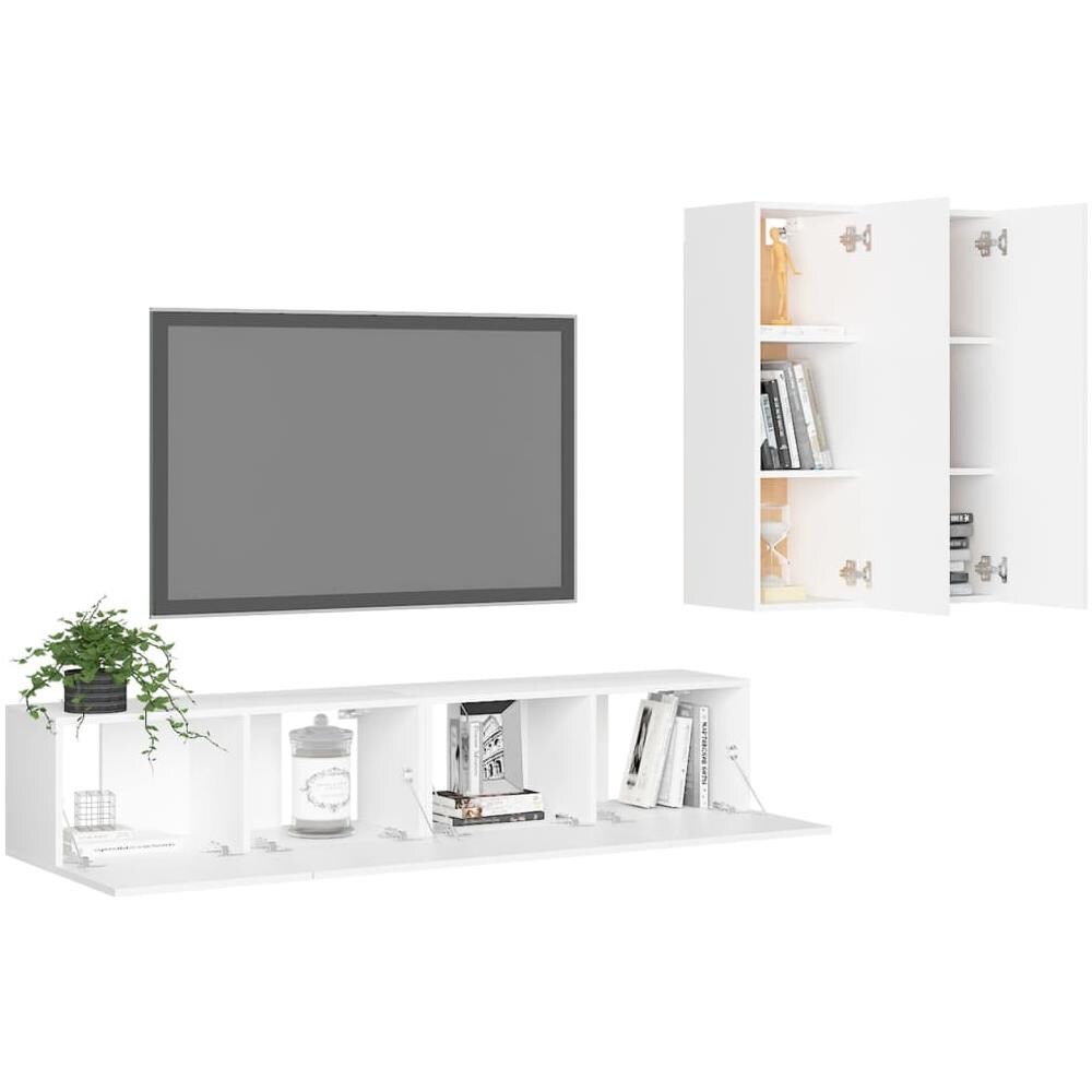 Set Mobile Tv 4 Pz Bianco In Truciolato - Foto 3