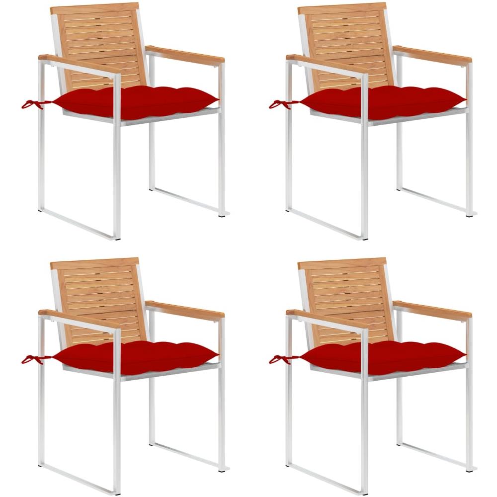 Sedie Da Giardino Con Cuscini 4 Pz In Legno Massello Di Teak - Foto 1