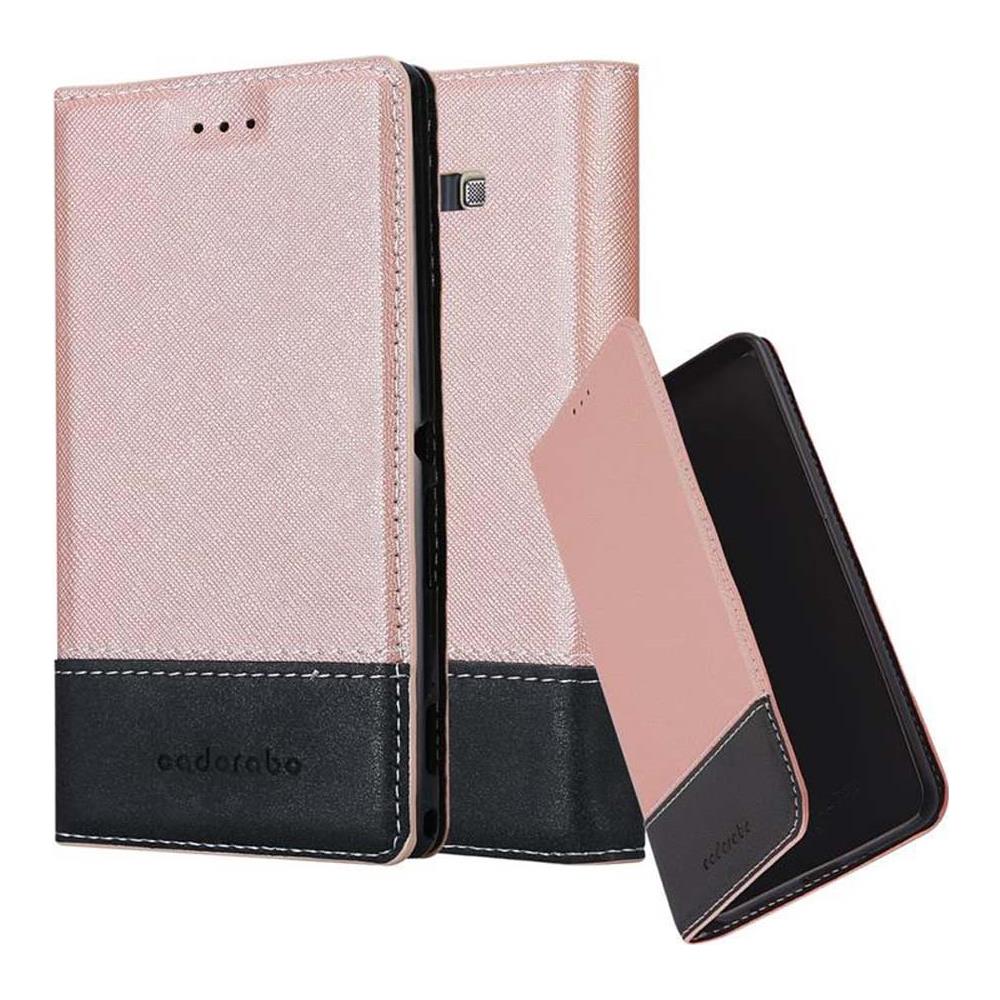 Custodia Compatibile Con Samsung Galaxy A7 2015 In Oro Rosato Nero - Coperchio Protettiva Con Chiusura Magnetica, Funzione Stand E Tasca Per Le Carte - Foto 1