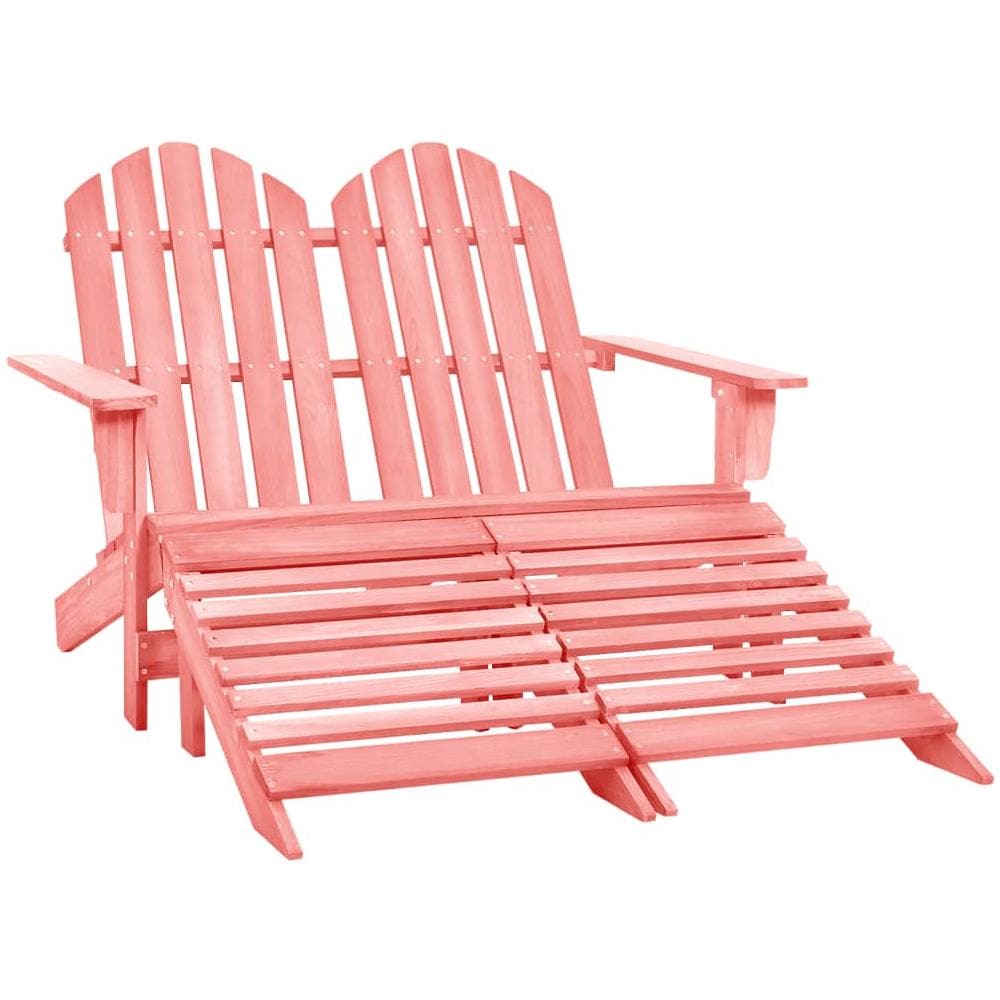 Sedia da Giardino a 2 Posti con Pouf in Legno di Abete Rosa - Foto 1