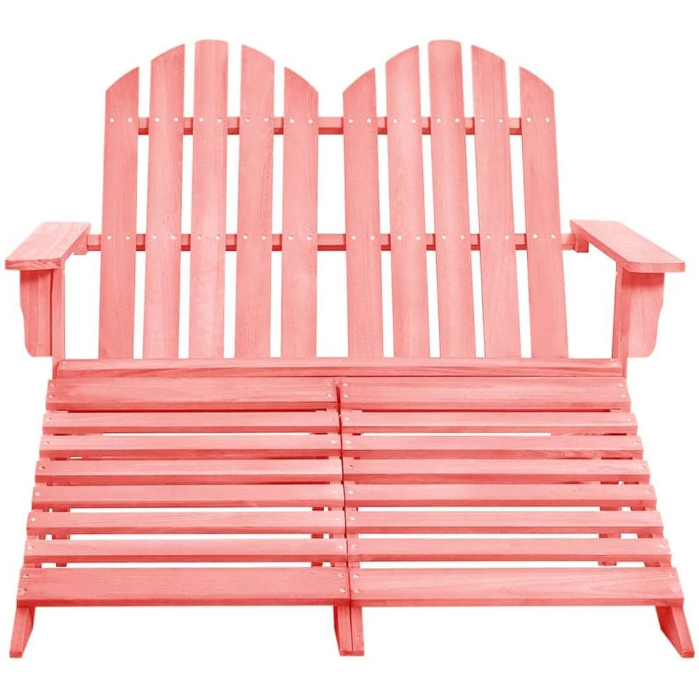 Sedia da Giardino a 2 Posti con Pouf in Legno di Abete Rosa - Foto 2