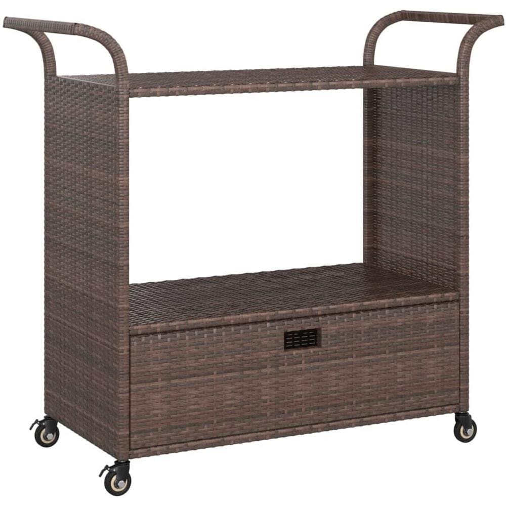 Carrello Da Bar Con Cassetto Marrone 100x45x97 Cm In Polyrattan - Foto 2