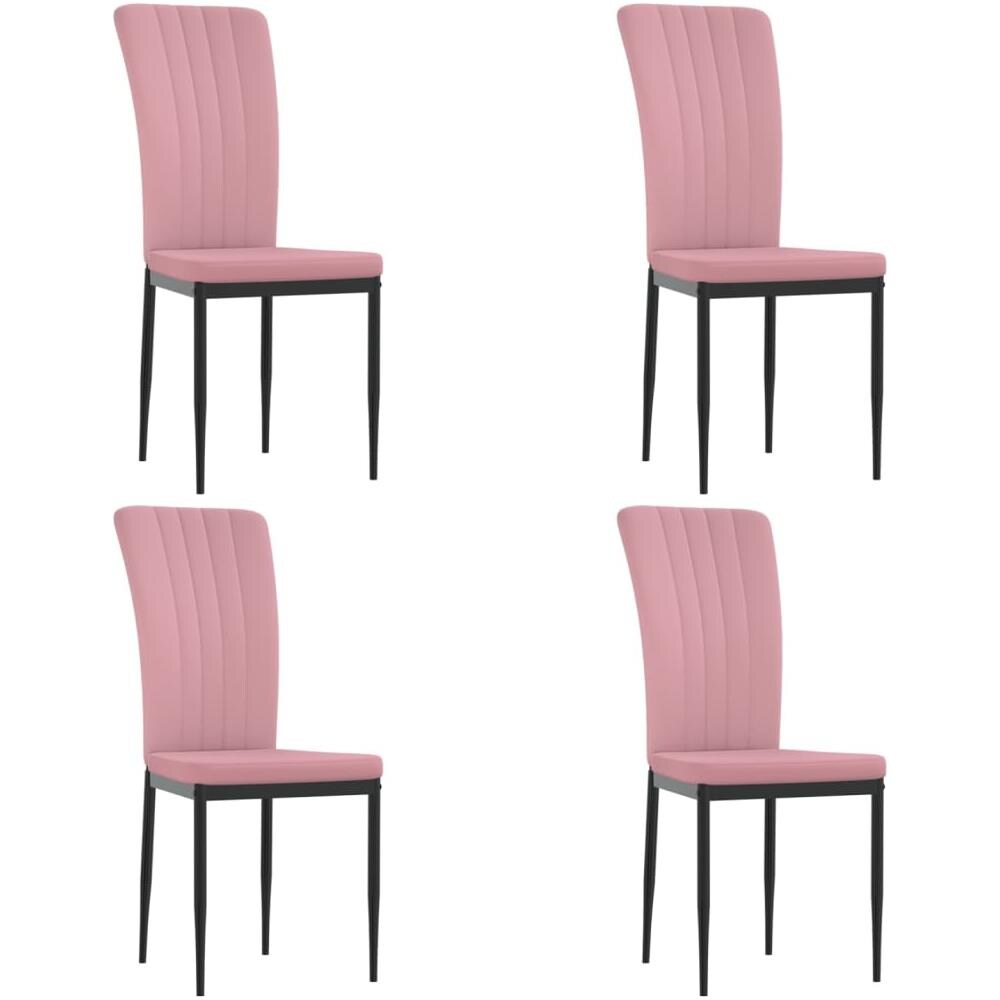 Sedie Da Pranzo 4 Pz Rosa In Velluto - Foto 2