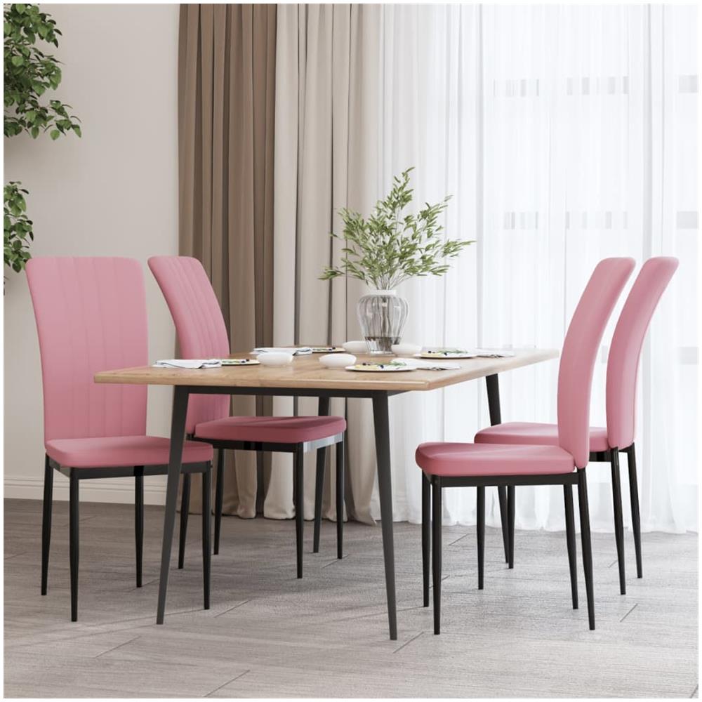 Sedie Da Pranzo 4 Pz Rosa In Velluto - Foto 1