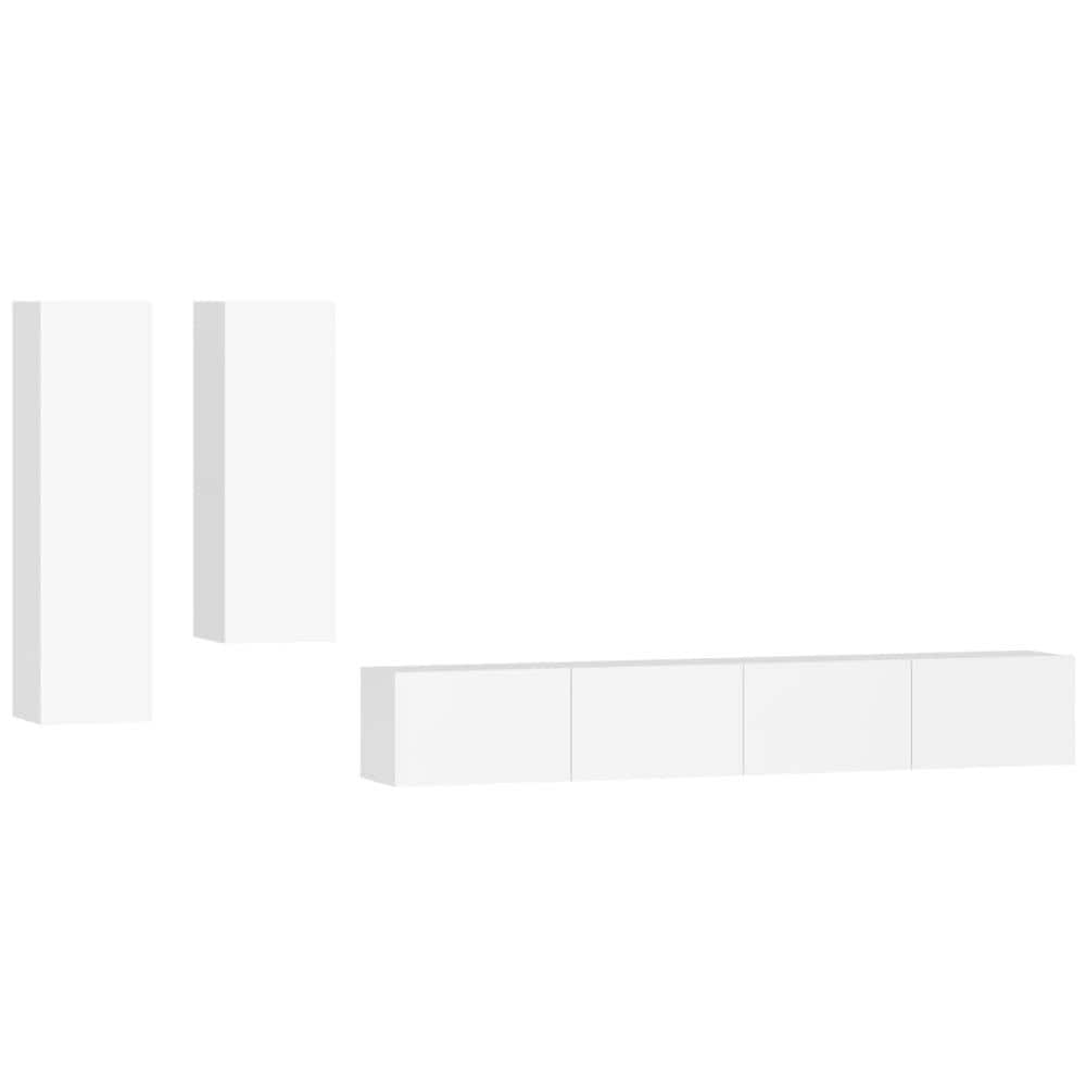 Set Di Mobili Porta Tv 4 Pz Bianco In Legno Multistrato - Foto 2