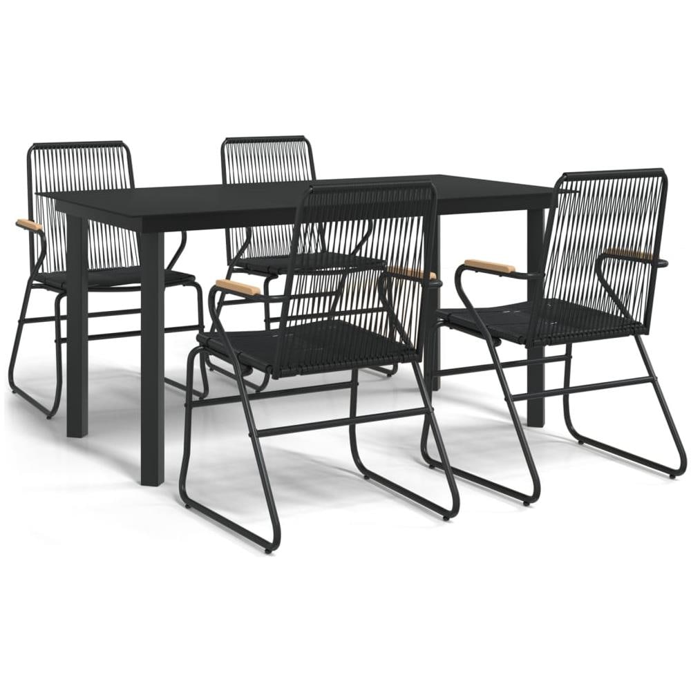 Set Da Pranzo Da Giardino 5 Pz Nero In Rattan Pvc - Foto 2