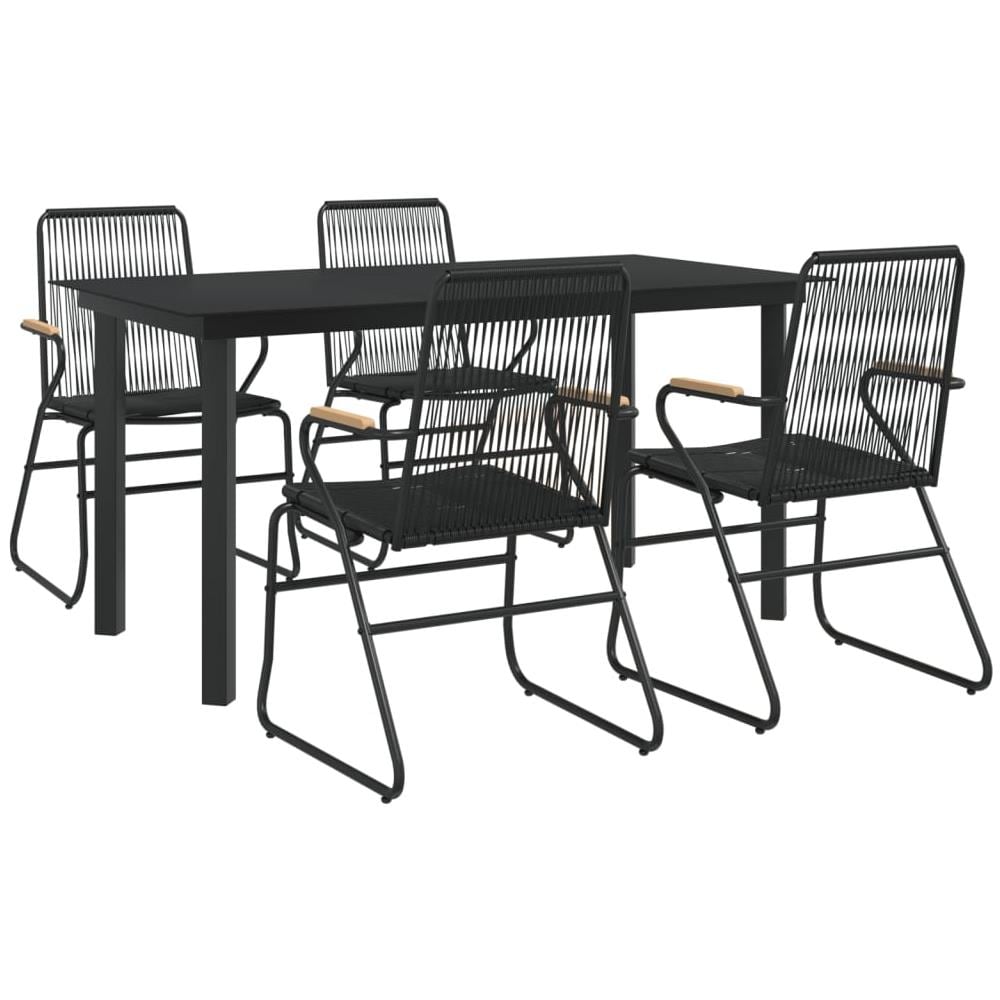 Set Da Pranzo Da Giardino 5 Pz Nero In Rattan Pvc - Foto 3