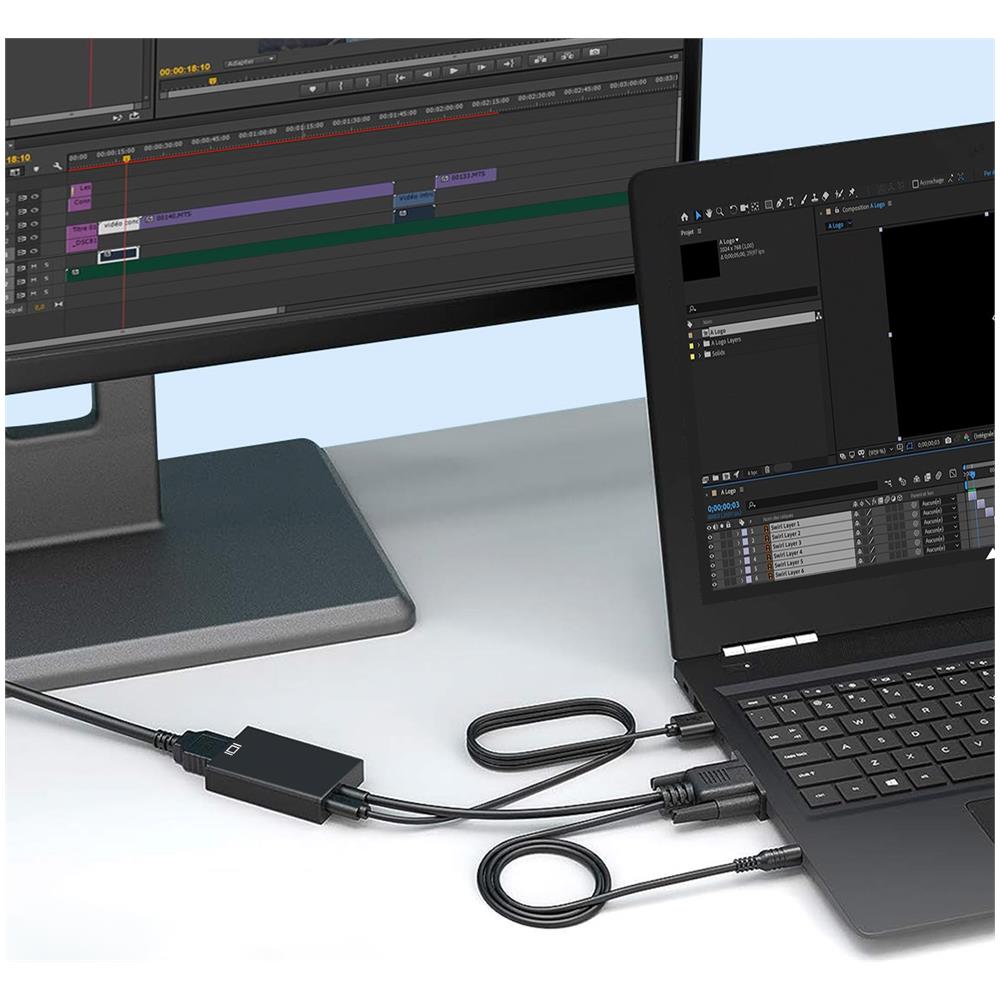 Adattatore Da Vga Maschio A Hdmi Femmina Alta Definizione Con Porta Jack 3,5 Mm - Foto 2