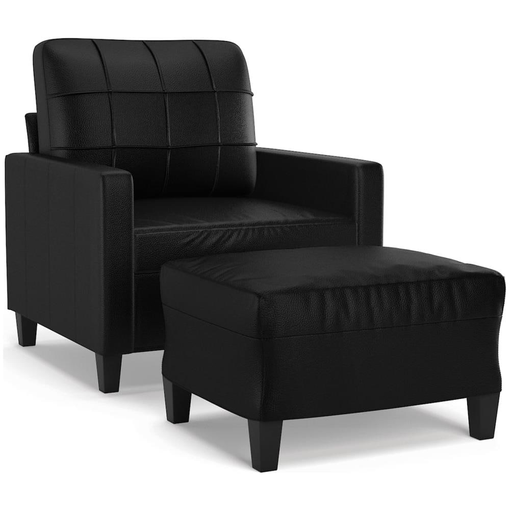 Poltrona Con Poggiapiedi Nero 60 Cm In Similpelle - Foto 1