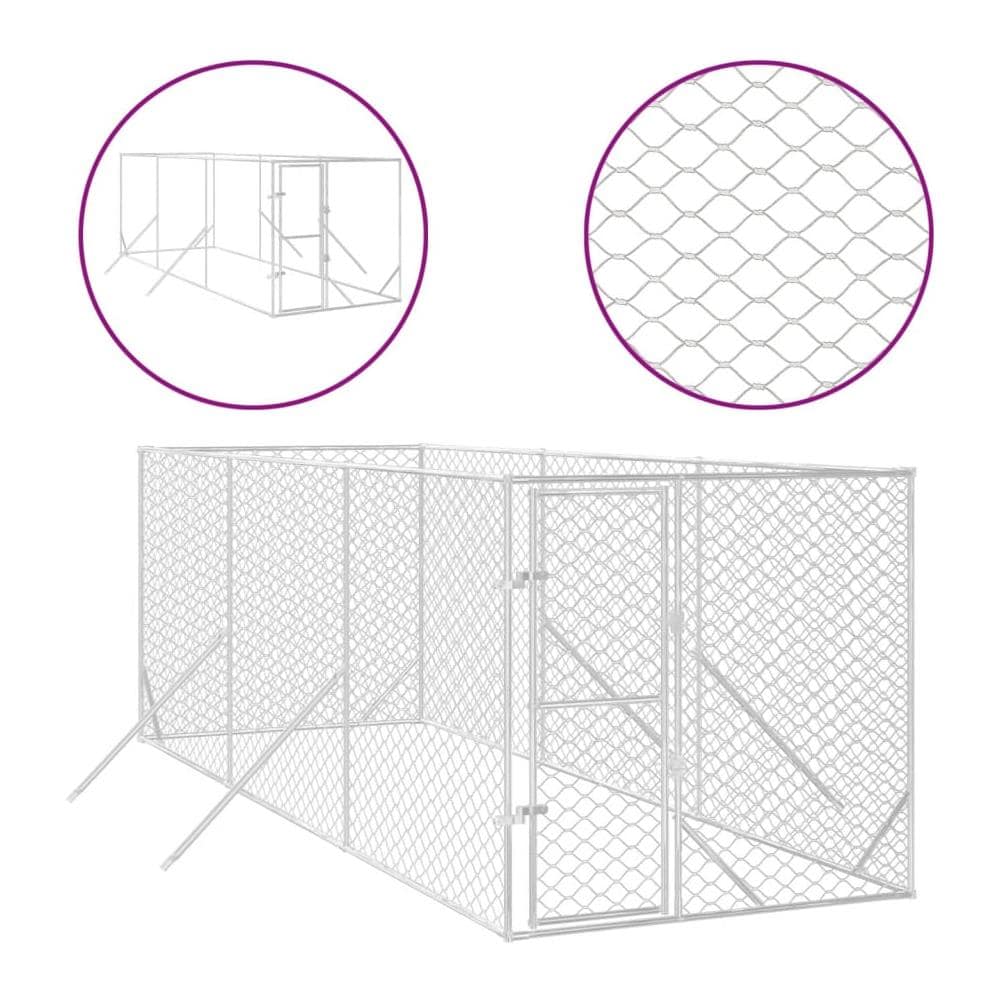 Cuccia Per Cani Da Esterno Argento 2x6x2 M Acciaio Zincato - Foto 2