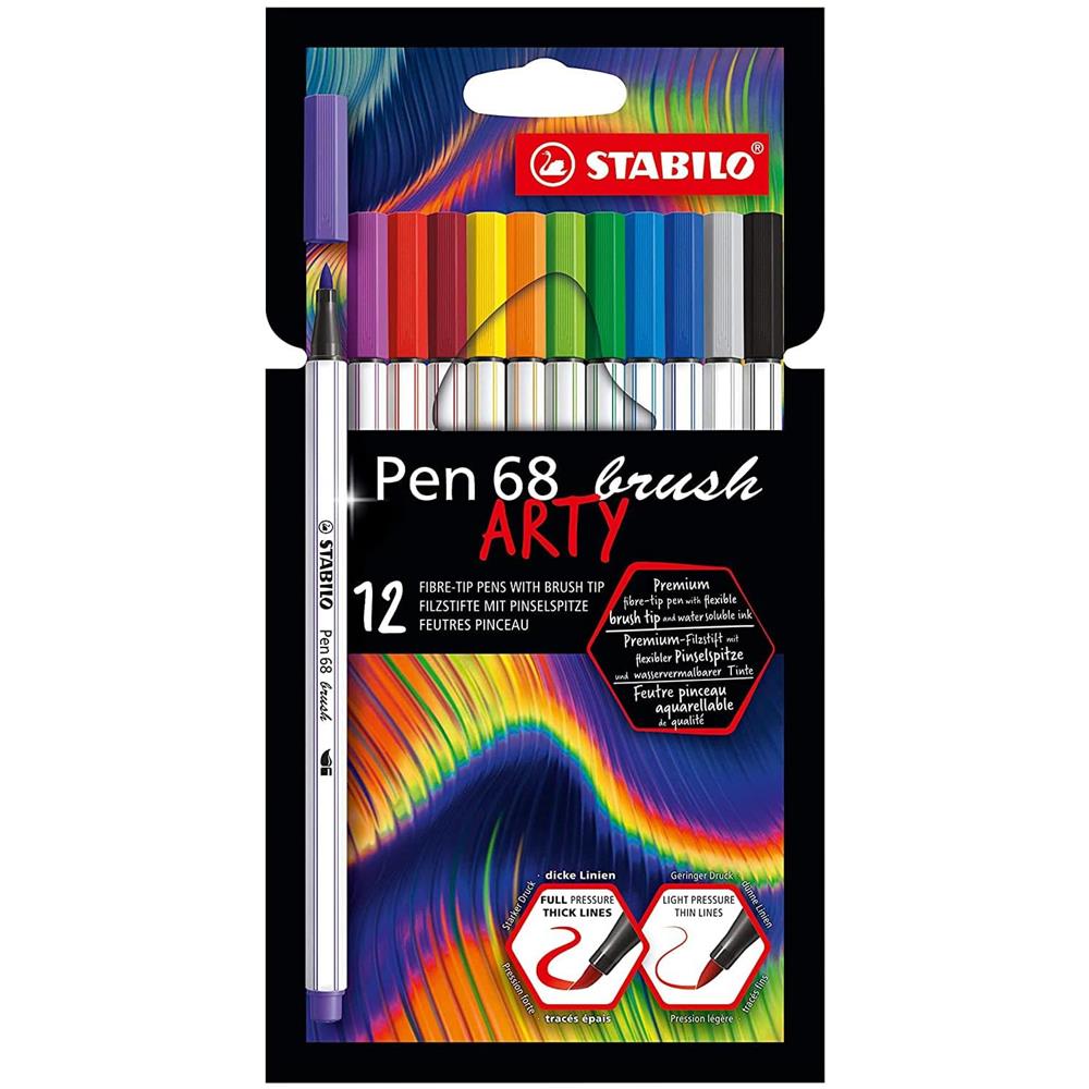 Pen 68 brush - Pennarello Premium con punta a pennello - ARTY - Astuccio da 12 - Colori assortiti - Foto 1