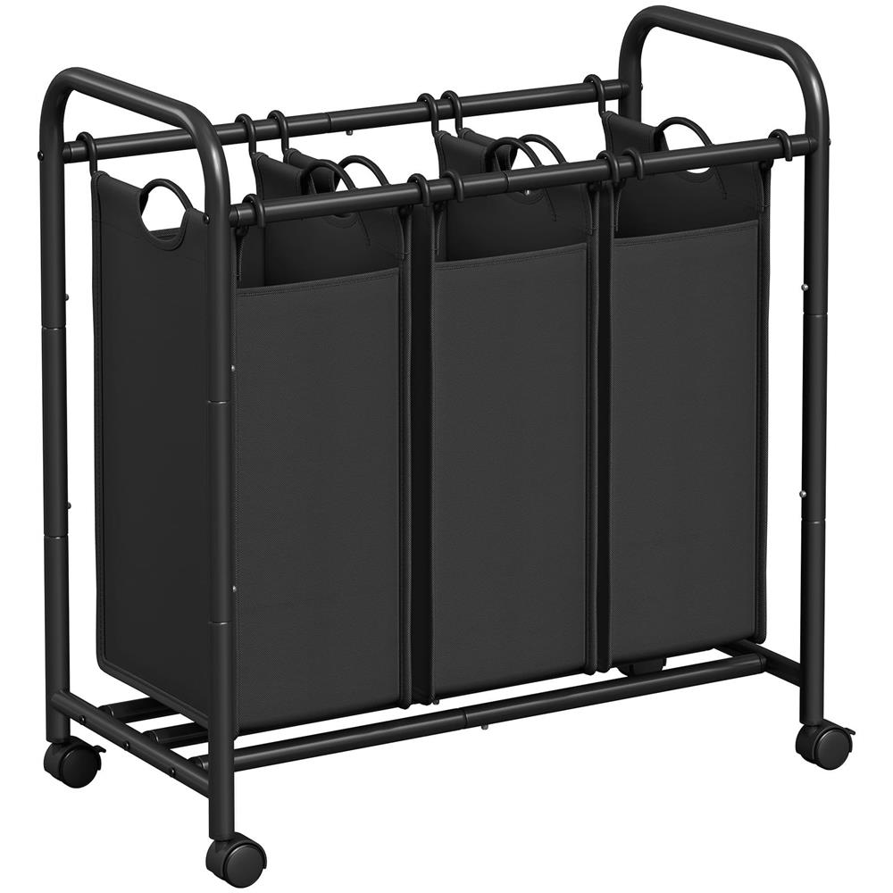 CESTINO PER LA BIANCHERIA Grigio Telaio in acciaio a 3 scomparti x3 - Foto 1