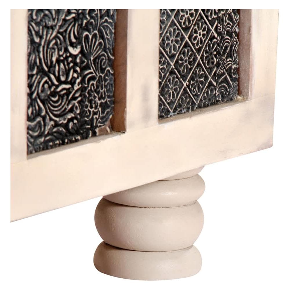 Cassapanca Bianca 110x40x45 Cm In Legno Massello Di Acacia - Foto 14