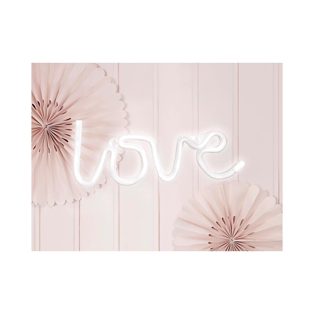 Partydeco - Decorazione Luminosa Con Neon Bianco Scritta Love 34 X 13 Cm - Foto 2