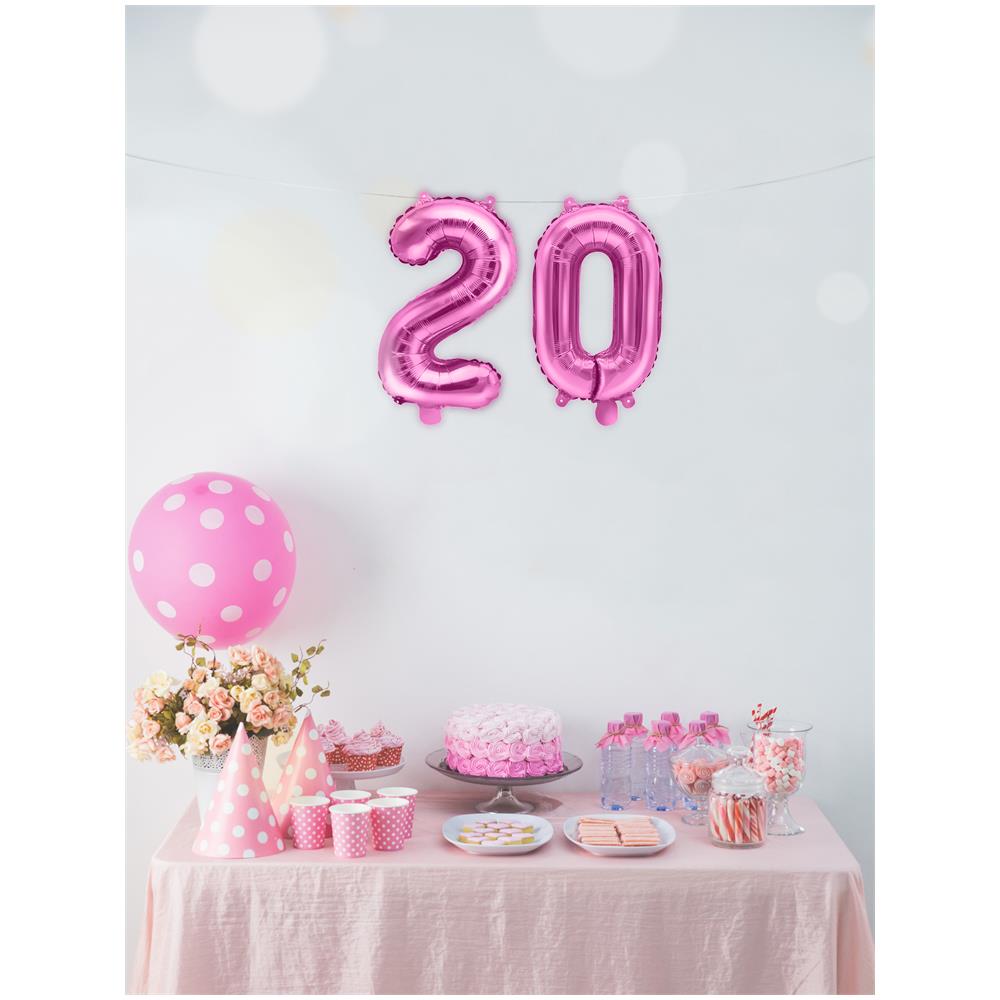 Partydeco - Palloncino Alluminio Numero Color Rosa 35 Cm - Foto 2