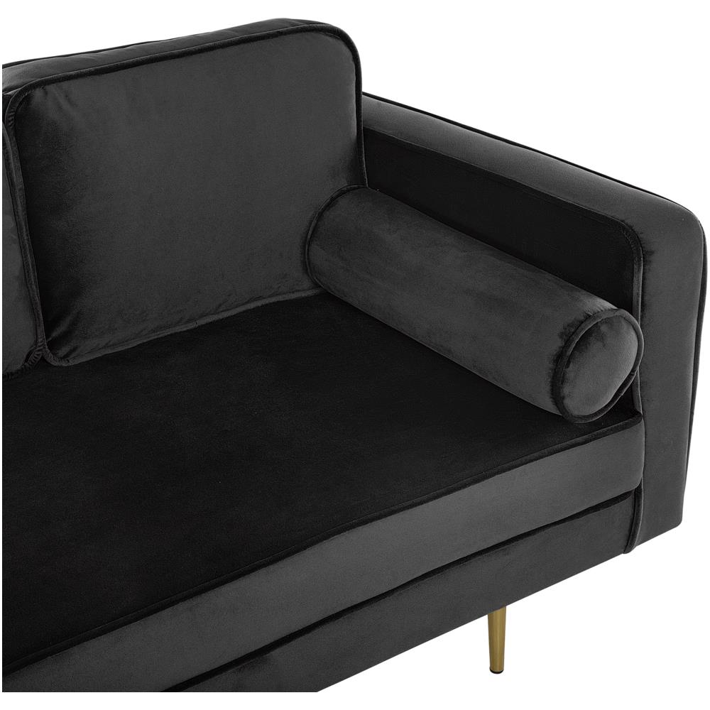 Chaise Longue In Velluto Nero Destra Miramas - Foto 2