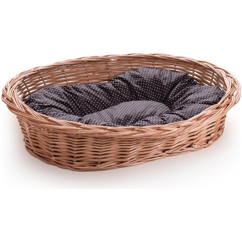 Letto Vimini Gatti Cani Animali Domestici. Cestino Taglia 4. Cuscino Marrone Punteggiato - Foto 1