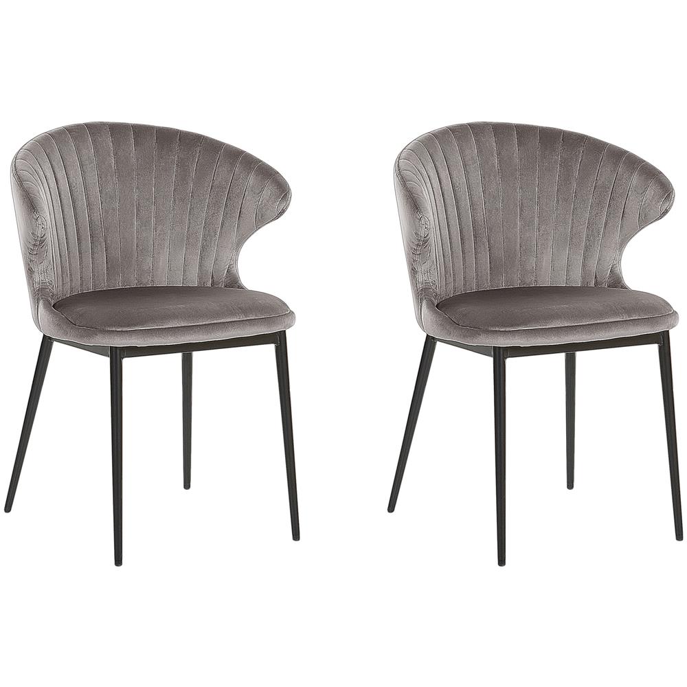 Set Di 2 Sedie In Velluto Grigio Augusta - Foto 1