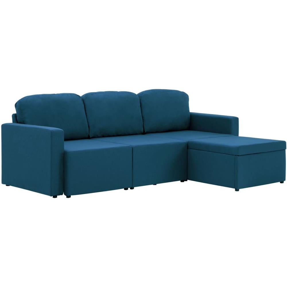 Divano Letto Modulare A 3 Posti Blu In Tessuto - Foto 2