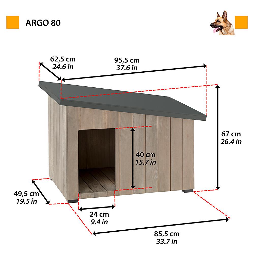 Cuccia Da Esterno, Casetta Per Cani Argo 80 In Legno Fsc Con Vernice Atossica, Resistente Raggi U. v. - Foto 2