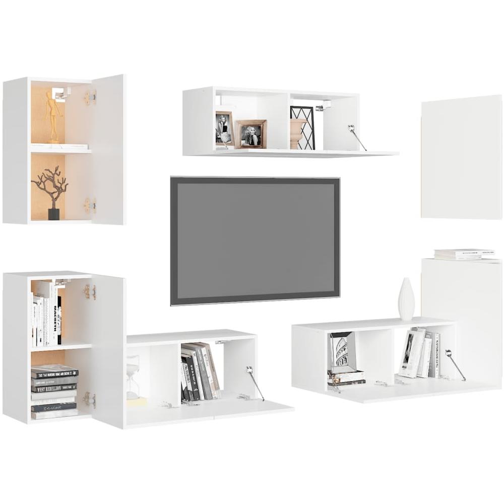 Set Mobile Tv 7 Pz Bianco In Truciolato - Foto 3