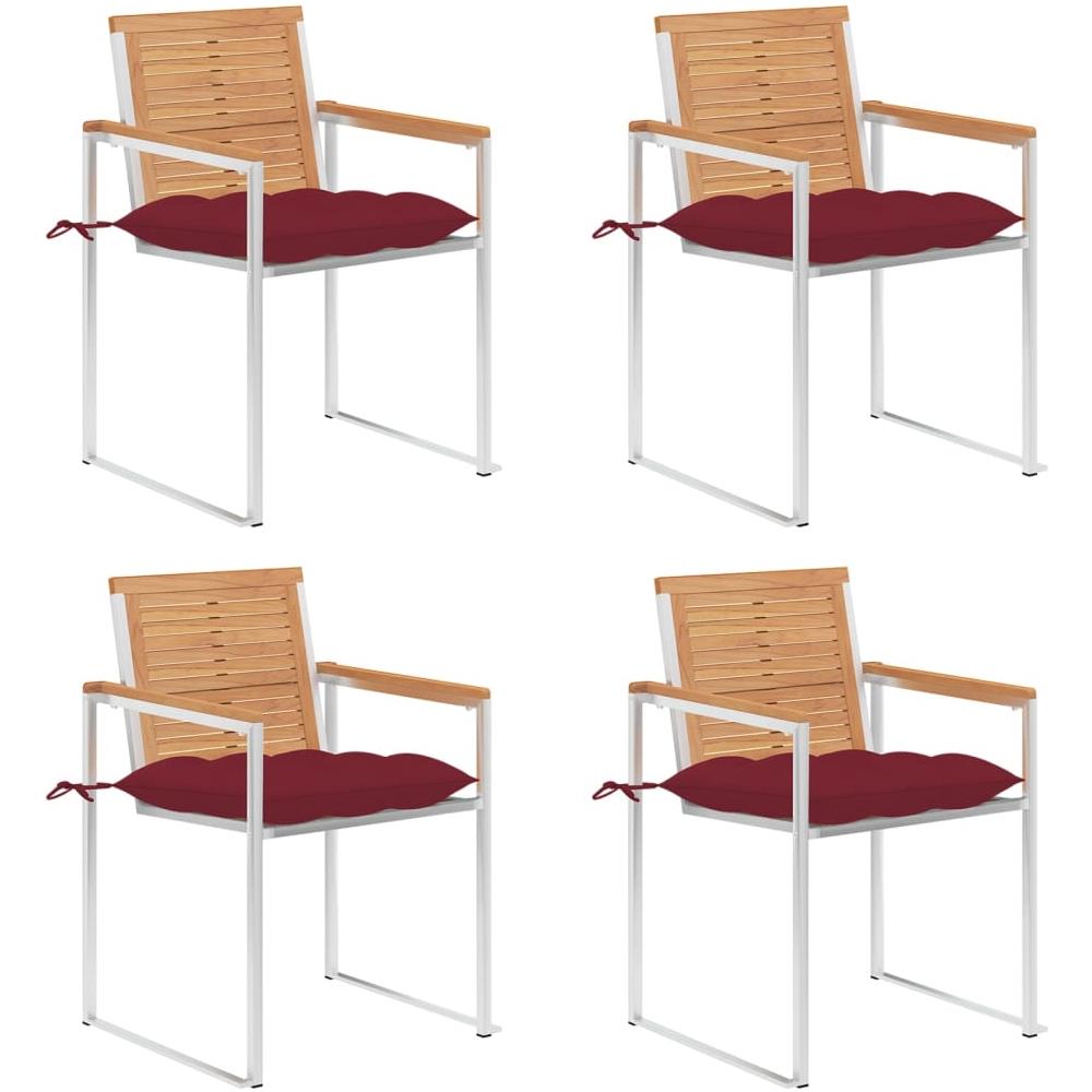 Sedie Da Giardino Con Cuscini 4 Pz In Legno Massello Di Teak - Foto 1