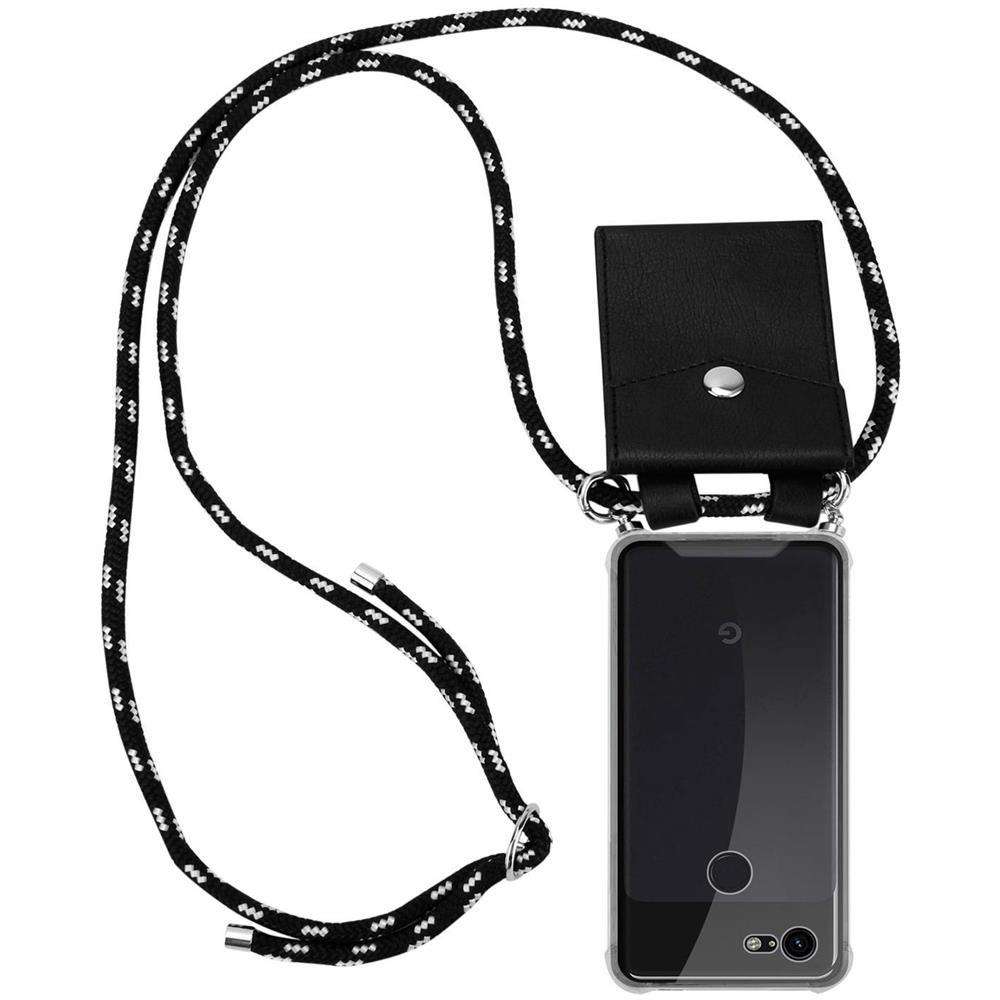 Catena Di Telefoni Cellulari Compatibile Con In Nero Argento - Coperchio Protettivo In Silicone Con Anelli D'argento, Cinturino In Corda E Custodia Staccabile - Foto 1