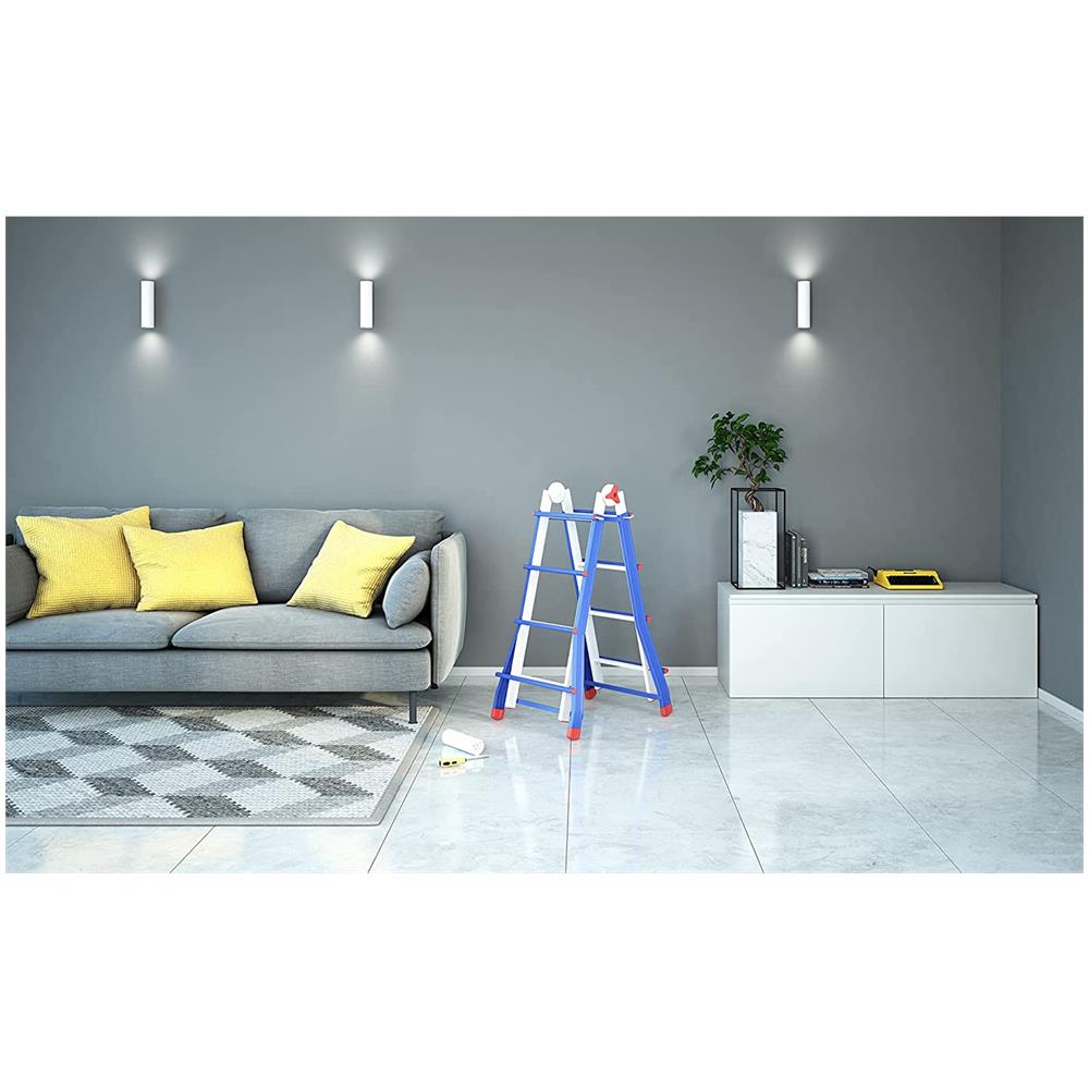 Scala Telescopica Colombo In Acciaio 4+4 Gradini - Altezza 3.7m | Snodo Semi-Automatico E Antiscivolo - Foto 3