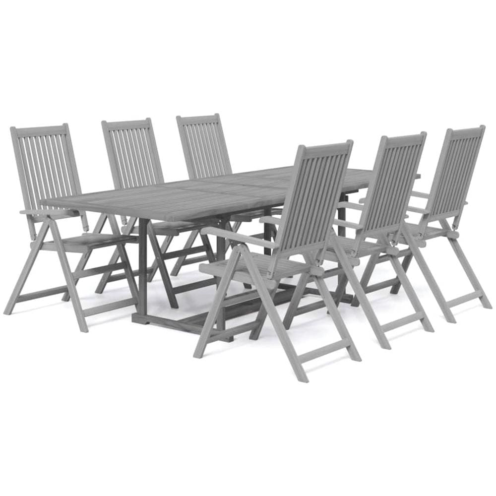 Set Da Pranzo Per Giardino 7 Pz In Legno Massello Di Acacia - Foto 2