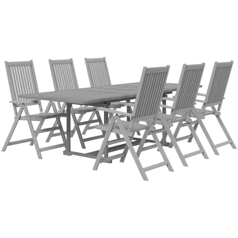 Set Da Pranzo Per Giardino 7 Pz In Legno Massello Di Acacia - Foto 3