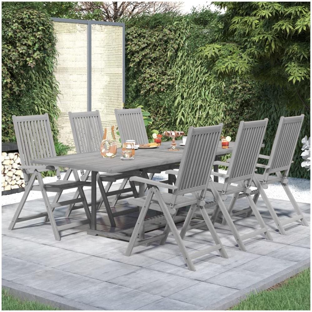 Set Da Pranzo Per Giardino 7 Pz In Legno Massello Di Acacia - Foto 1