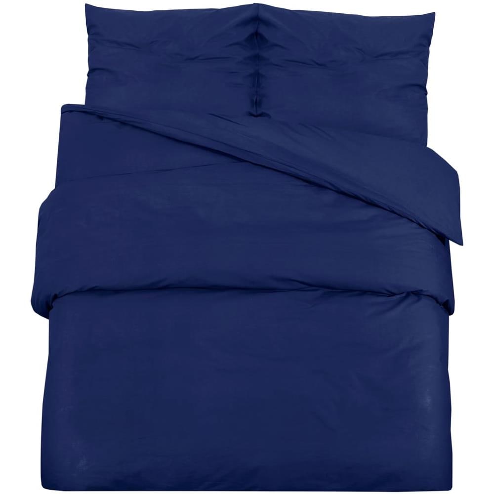 Set Copripiumino Blu Marino 220x240 Cm In Microfibra Leggera - Foto 1