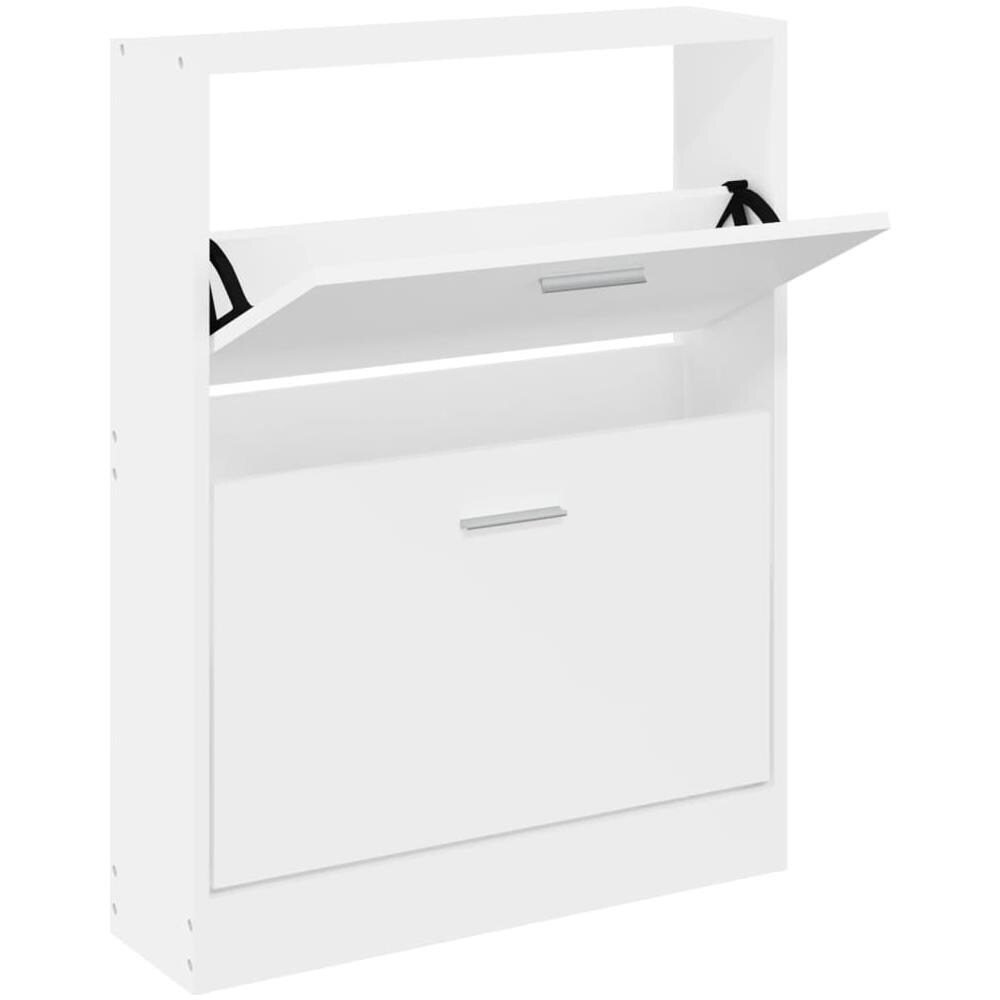 Scarpiera Bianca 59x17x81 Cm In Legno Multistrato - Foto 2