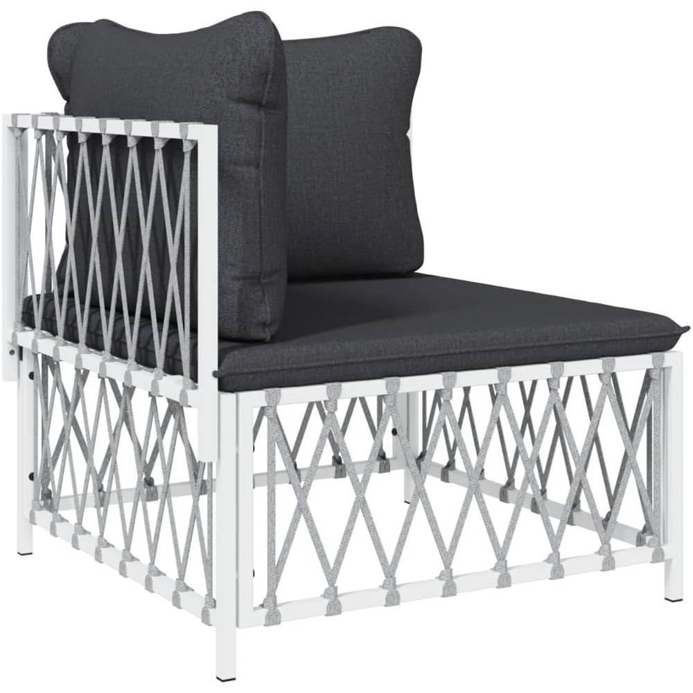 Set Salotto Da Giardino 6 Pz Con Cuscini In Acciaio Bianco - Foto 3