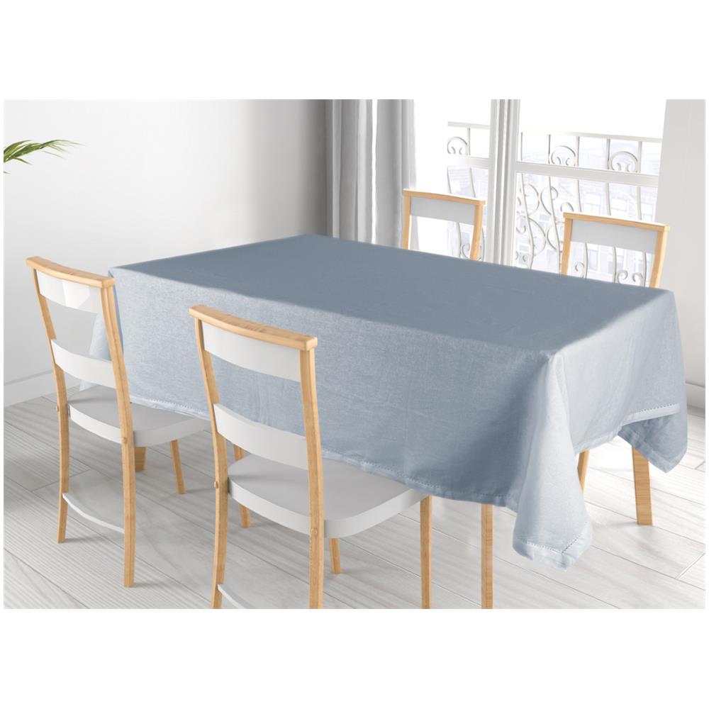 Tovaglia Cucina Soggiorno In Cotone Con Orlo A Giorno In Tinta Unita Vari Colori Ajour 140x240cm Blu Melange - Foto 1