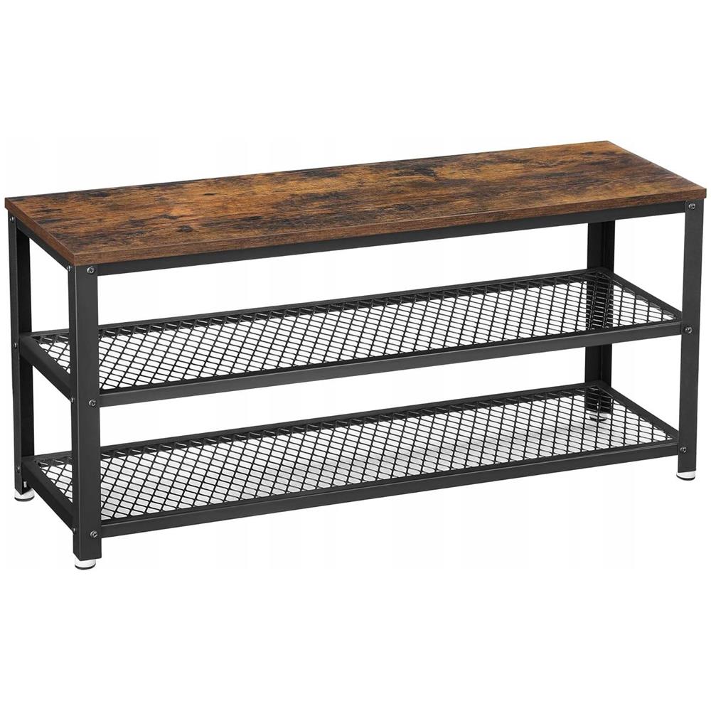 Scarpiera Rustic Brown con seduta e struttura in acciaio | Elegante - Foto 1