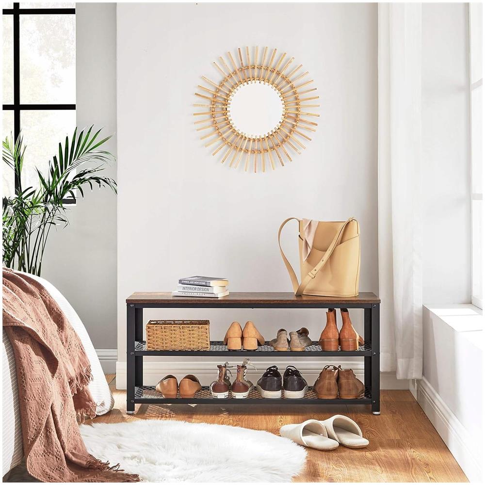 Scarpiera Rustic Brown con seduta e struttura in acciaio | Elegante - Foto 7