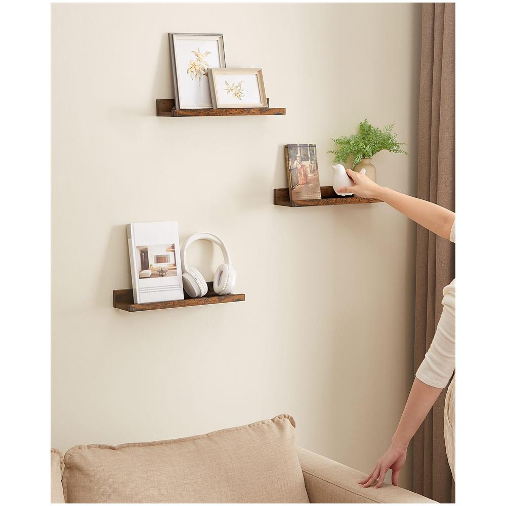 SET DI 3 SCAFFALI Scaffali da parete in truciolato marrone rustico x3 - Foto 7