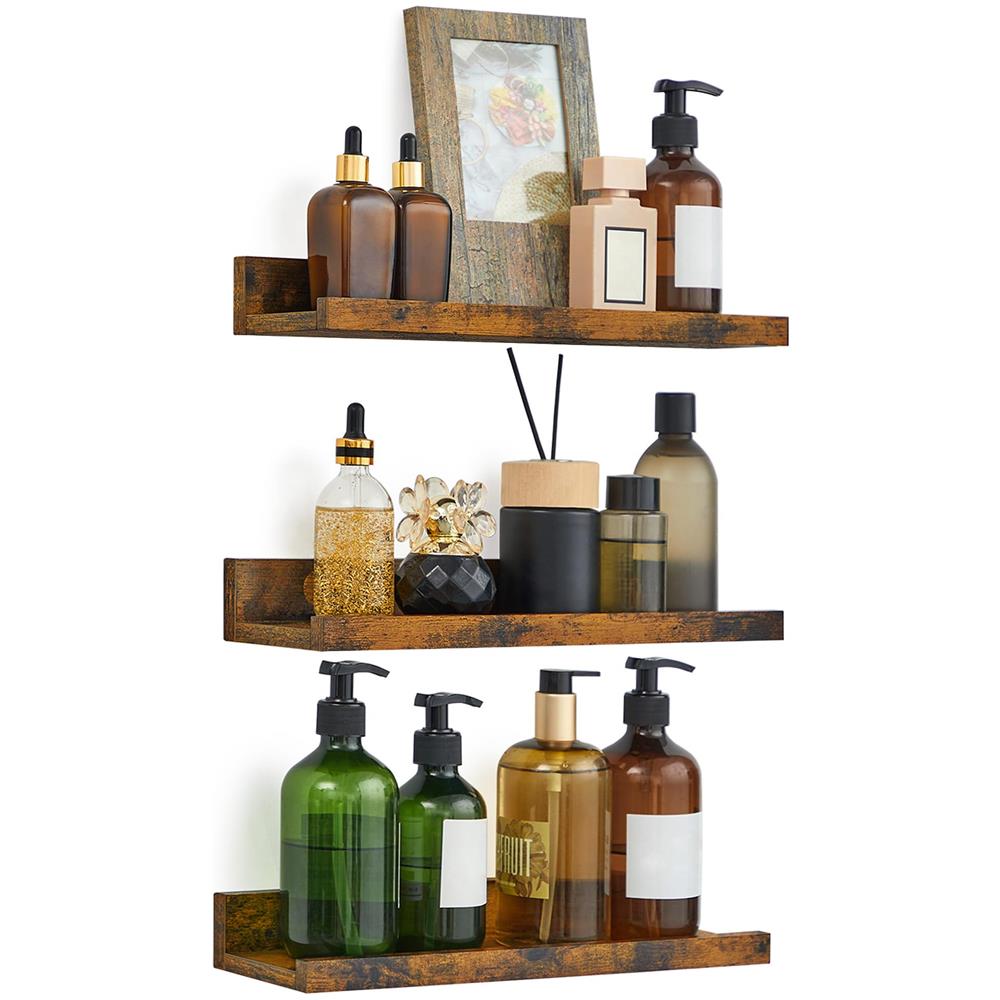 SET DI 3 SCAFFALI Scaffali da parete in truciolato marrone rustico x3 - Foto 2